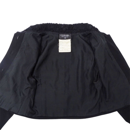 CHANEL シャネル ジャケット カメリア ブラック ゴールド金具 レディース 【中古】