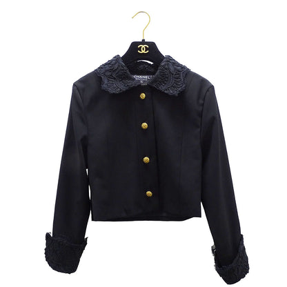 CHANEL シャネル ジャケット カメリア ブラック ゴールド金具 レディース 【中古】