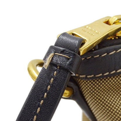 PRADA プラダ 2wayバッグ ロゴジャガード ベージュ ブラック キャンバス レディース 【中古】