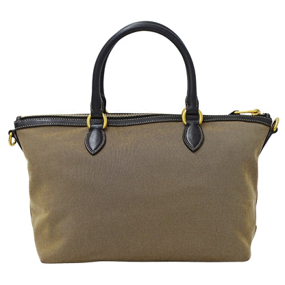 PRADA プラダ 2wayバッグ ロゴジャガード ベージュ ブラック キャンバス レディース 【中古】