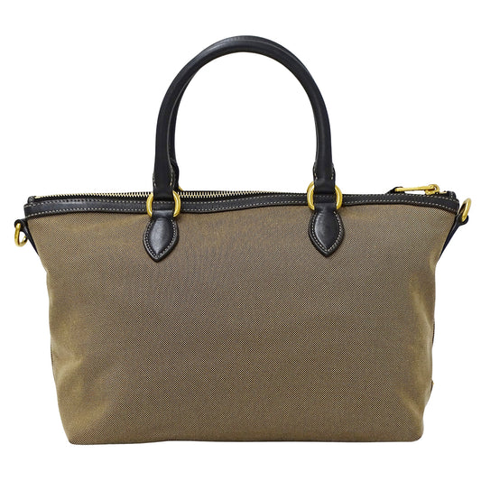 PRADA プラダ 2wayバッグ ロゴジャガード ベージュ ブラック キャンバス レディース 【中古】