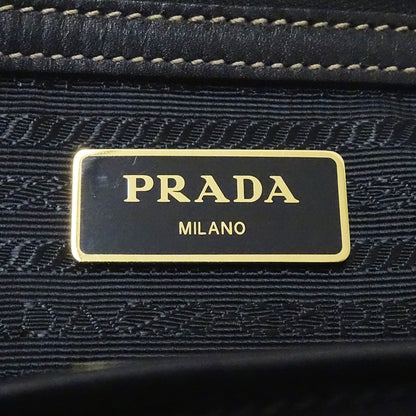 PRADA プラダ 2wayバッグ ロゴジャガード ベージュ ブラック キャンバス レディース 【中古】