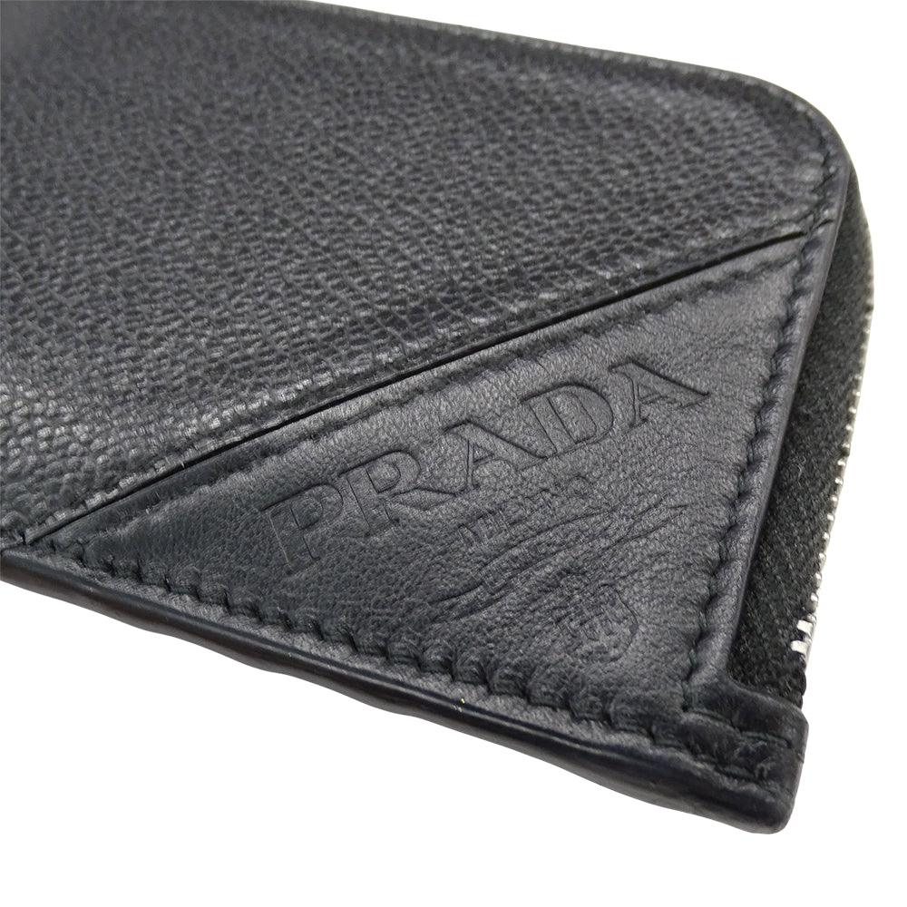 PRADA プラダ カードケース ブラック シルバー金具 2MC021 レディース メンズ 【中古】