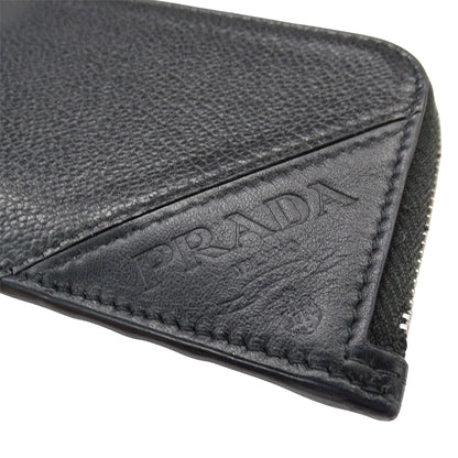 PRADA プラダ カードケース ブラック シルバー金具 2MC021 レディース メンズ 【中古】