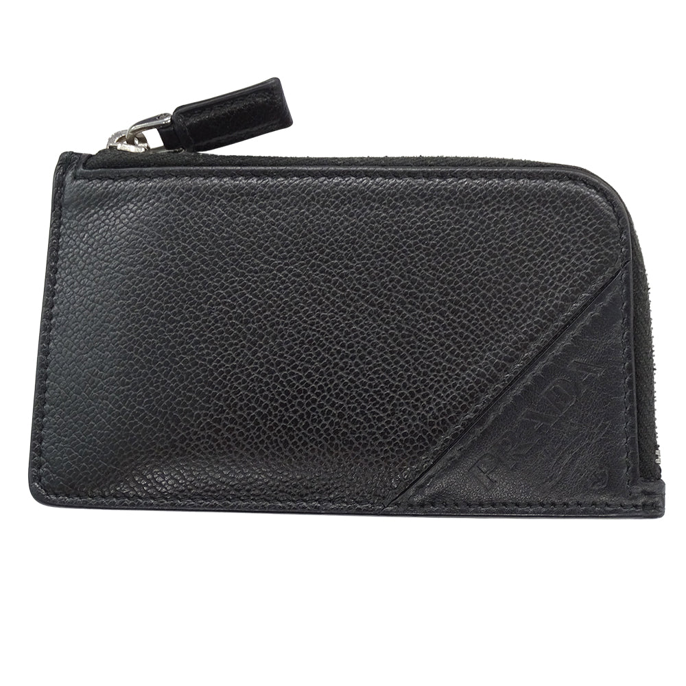 PRADA プラダ カードケース ブラック シルバー金具 2MC021 レディース メンズ 【中古】