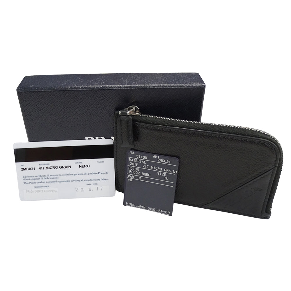 PRADA プラダ カードケース ブラック シルバー金具 2MC021 レディース メンズ 【中古】