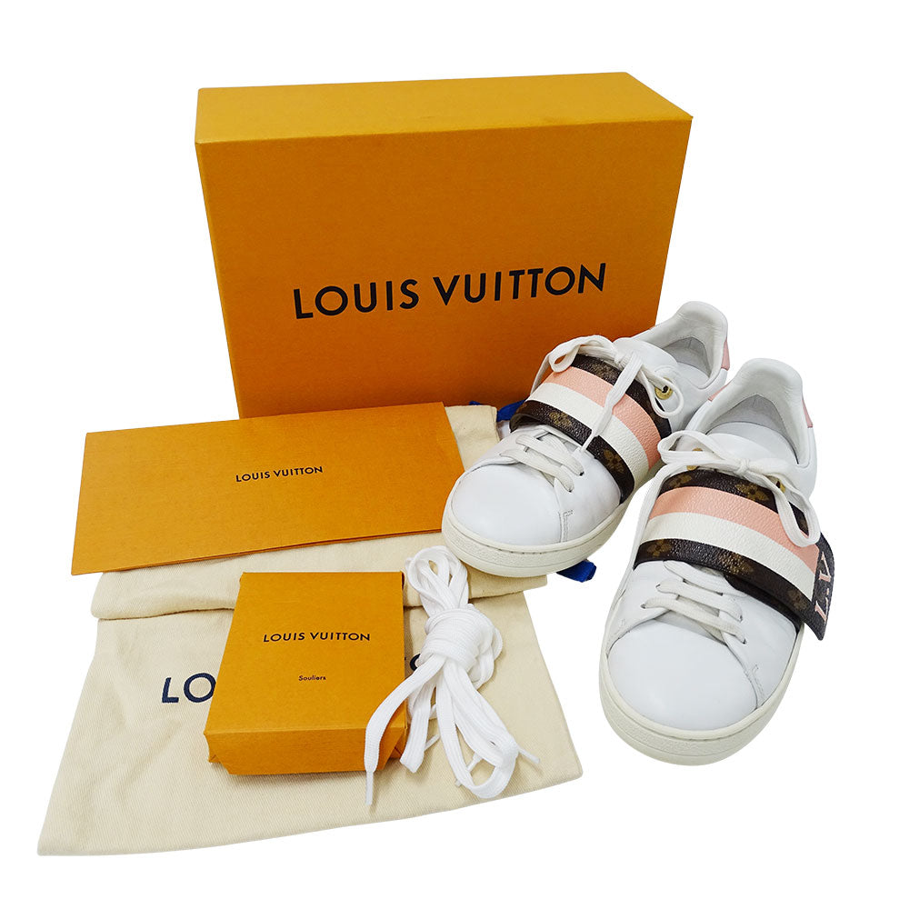 LOUIS VUITTON ルイ・ヴィトン フロントロー・ライン スニーカー スニーカー モノグラム ホワイト ピンク レザー レディース 【中古】