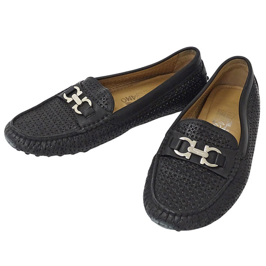 Ferragamo フェラガモ その他靴 ダブルガンチーニ ブラック レザー レディース 【中古】