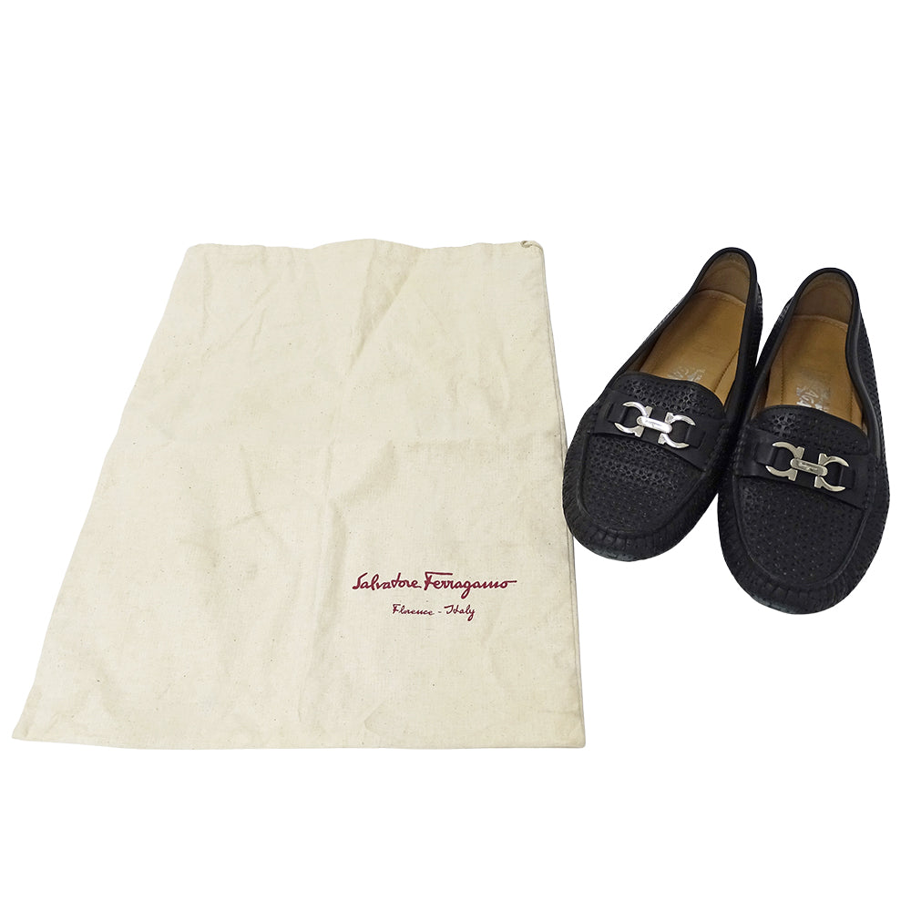 Ferragamo フェラガモ その他靴 ダブルガンチーニ ブラック レザー レディース 【中古】