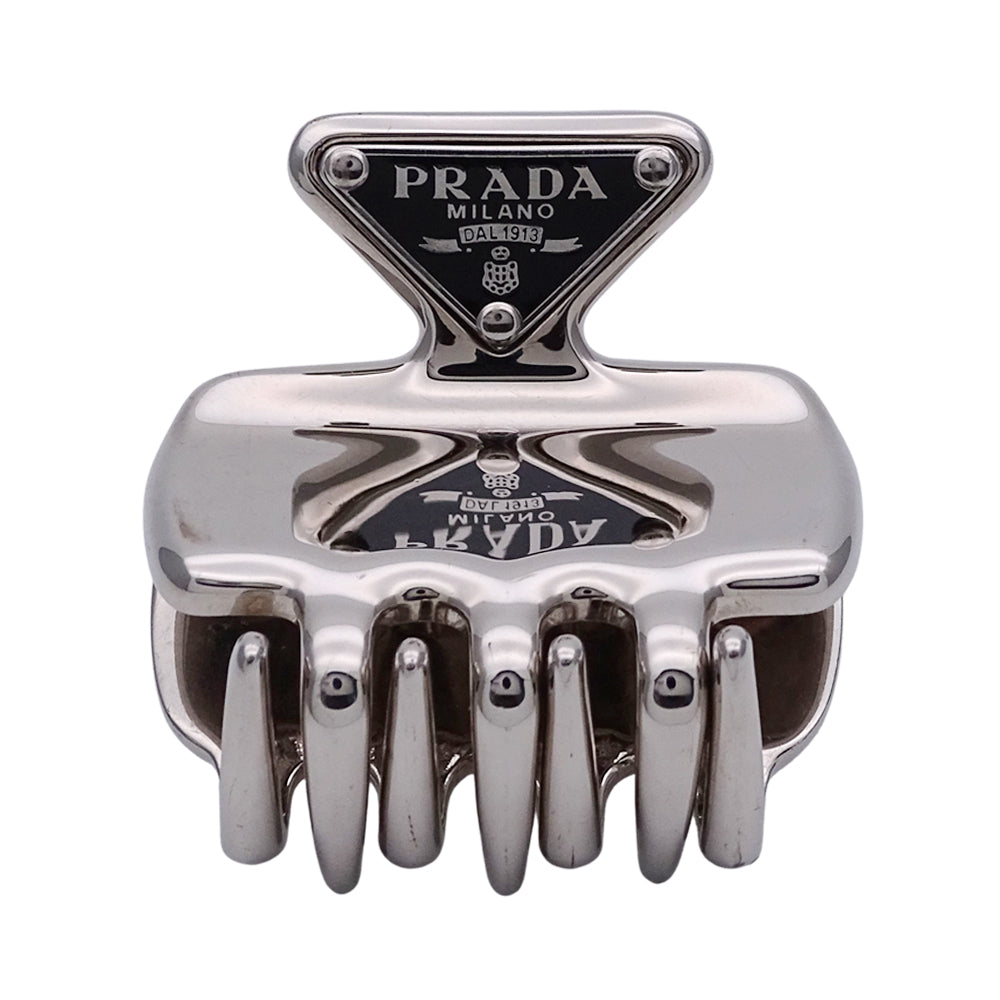 PRADA プラダ ヘアクリップ その他アクセサリー ステンレス シルバー ブラック レディース 【中古】