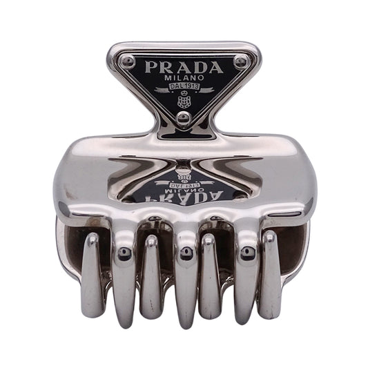 PRADA プラダ ヘアクリップ その他アクセサリー ステンレス シルバー ブラック レディース 【中古】