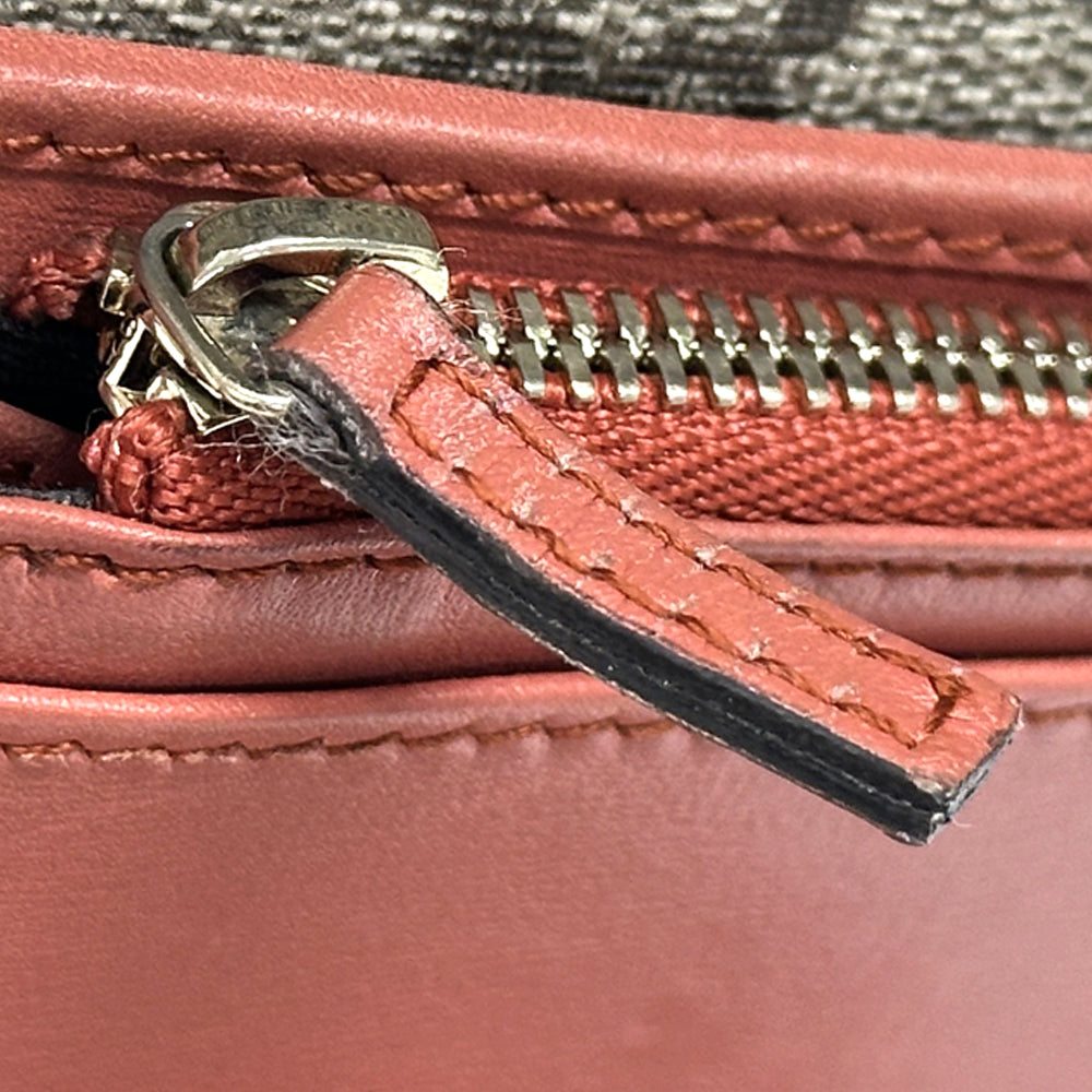 GUCCI グッチ 二つ折り財布 GGスプリーム インターロッキングG ブラウン レッド 256928 PVC レディース 【中古】