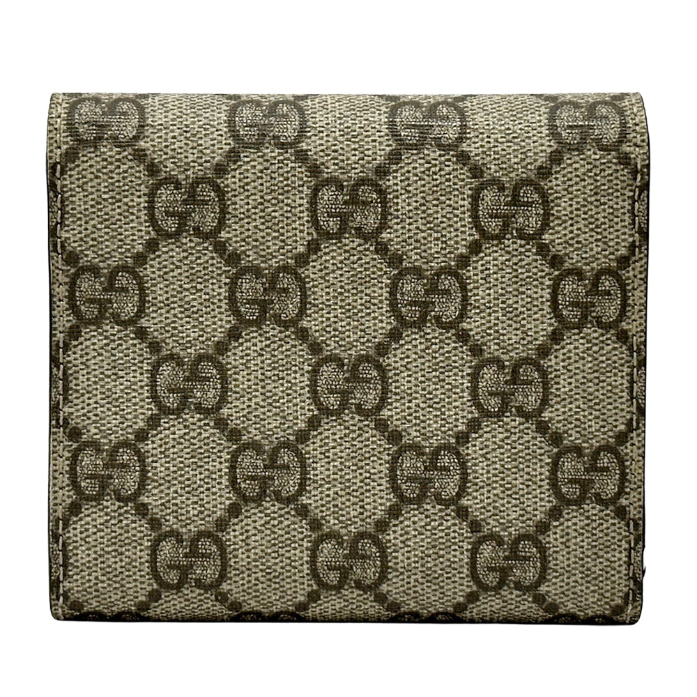 GUCCI グッチ 二つ折り財布 GGスプリーム インターロッキングG ブラウン レッド 256928 PVC レディース 【中古】