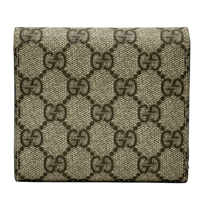 GUCCI グッチ 二つ折り財布 GGスプリーム インターロッキングG ブラウン レッド 256928 PVC レディース 【中古】