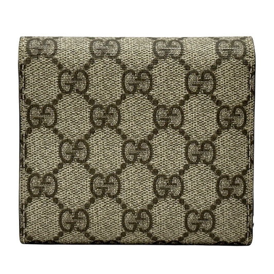 GUCCI グッチ 二つ折り財布 GGスプリーム インターロッキングG ブラウン レッド 256928 PVC レディース 【中古】
