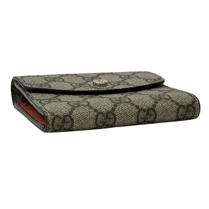 GUCCI グッチ 二つ折り財布 GGスプリーム インターロッキングG ブラウン レッド 256928 PVC レディース 【中古】