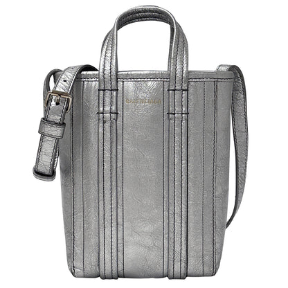 BALENCIAGA バレンシアガ バーブ フォンショルダー ショルダーバッグ シルバー 693793 レザー レディース 【中古】