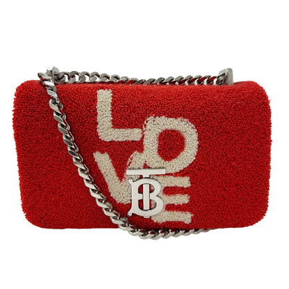 BURBERRY バーバリー チェーンショルダー ショルダーバッグ レッド パイル・タオル レディース 【中古】