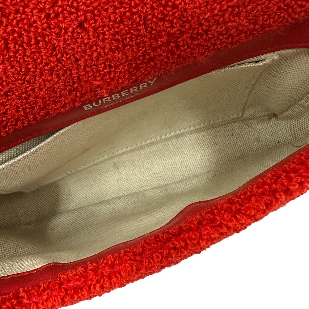 BURBERRY バーバリー チェーンショルダー ショルダーバッグ レッド パイル・タオル レディース 【中古】