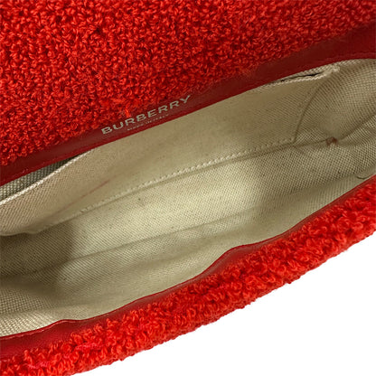 BURBERRY バーバリー チェーンショルダー ショルダーバッグ レッド パイル・タオル レディース 【中古】