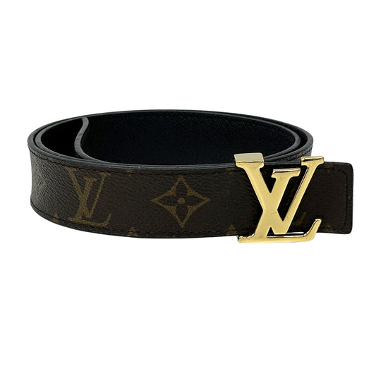 LOUIS VUITTON ルイ・ヴィトン サンチュール・LVイニシャル ベルト モノグラム ブラック ブラウン M9453 モノグラムキャンバス メンズ 【中古】