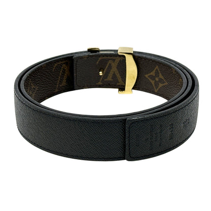 LOUIS VUITTON ルイ・ヴィトン サンチュール・LVイニシャル ベルト モノグラム ブラック ブラウン M9453 モノグラムキャンバス メンズ 【中古】