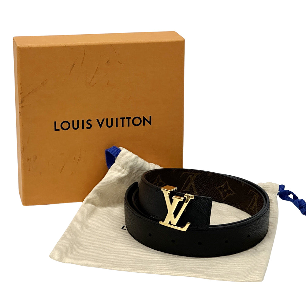 LOUIS VUITTON ルイ・ヴィトン サンチュール・LVイニシャル ベルト モノグラム ブラック ブラウン M9453 モノグラムキャンバス メンズ 【中古】