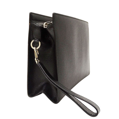 Ferragamo フェラガモ クラッチ・セカンドバッグ ブラック レザー レディース メンズ 【中古】