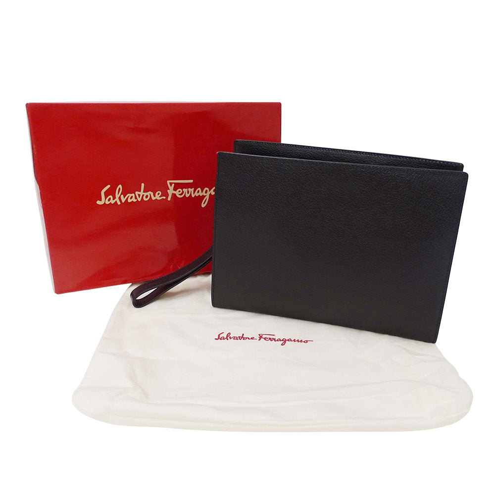 Ferragamo フェラガモ クラッチ・セカンドバッグ ブラック レザー レディース メンズ 【中古】