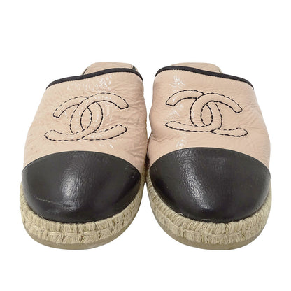 CHANEL シャネル サンダル ピンクベージュ ブラック パテントレザー レディース 【中古】