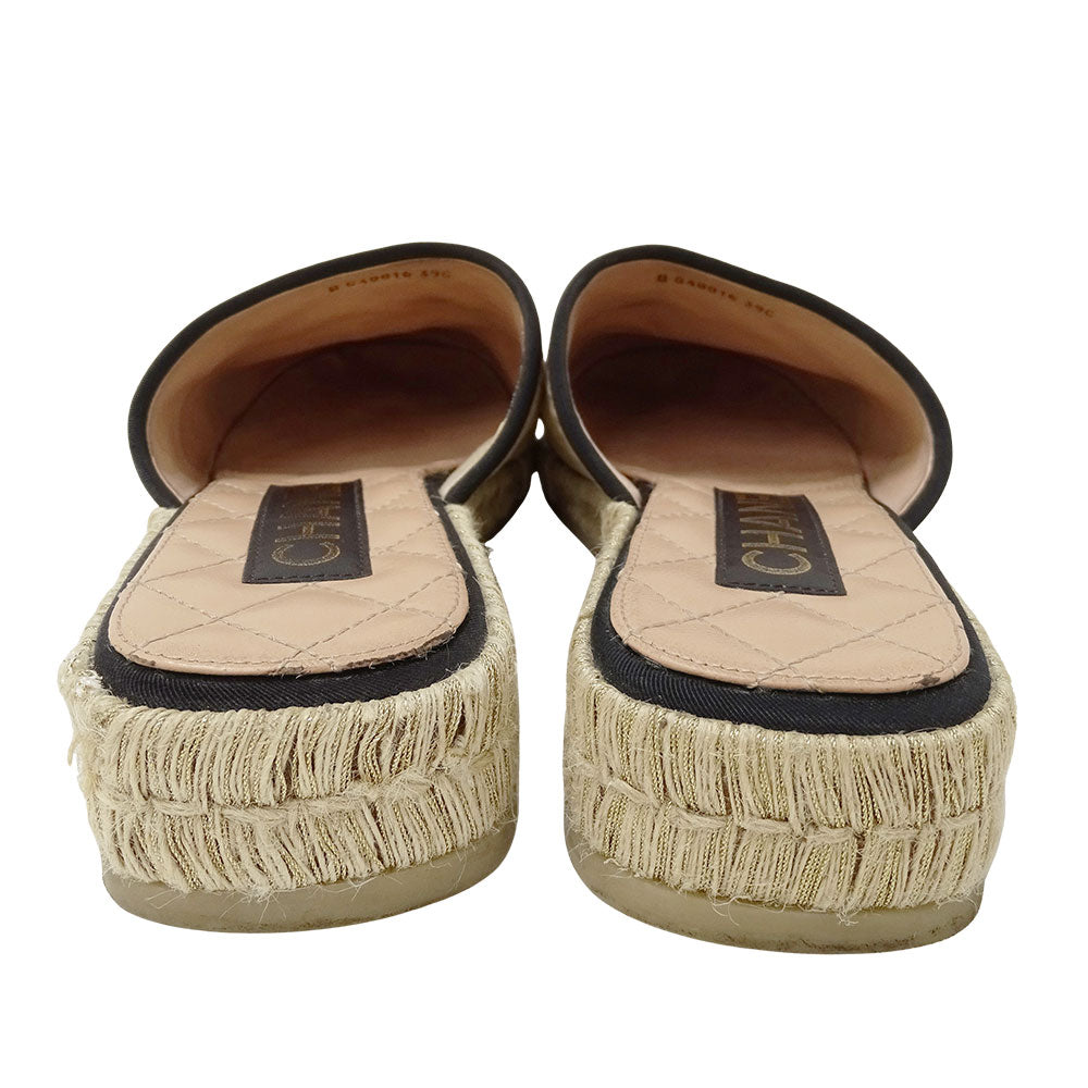 CHANEL シャネル サンダル ピンクベージュ ブラック パテントレザー レディース 【中古】