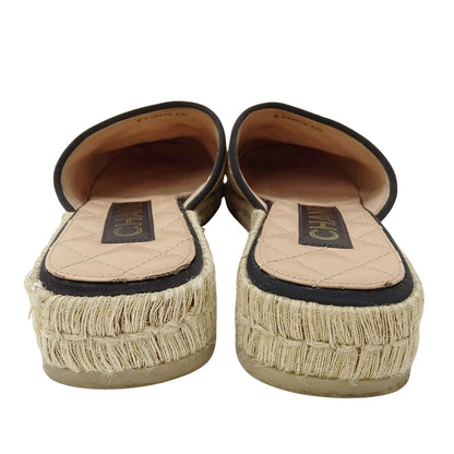 CHANEL シャネル サンダル ピンクベージュ ブラック パテントレザー レディース 【中古】