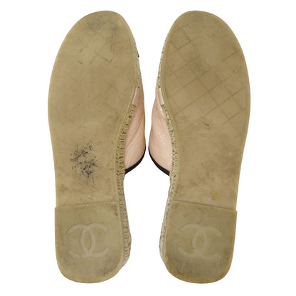 CHANEL シャネル サンダル ピンクベージュ ブラック パテントレザー レディース 【中古】