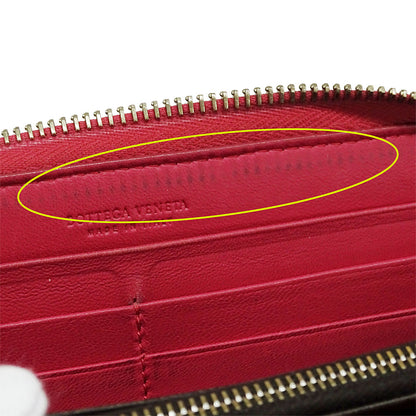 BOTTEGAVENETA ボッテガ・ヴェネタ 長財布 イントレチャート レッド レザー レディース 【中古】