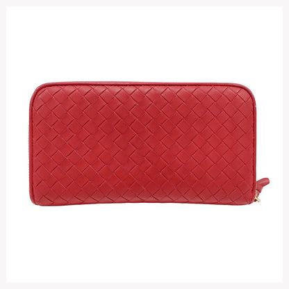 BOTTEGAVENETA ボッテガ・ヴェネタ 長財布 イントレチャート レッド レザー レディース 【中古】