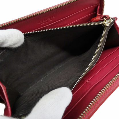 BOTTEGAVENETA ボッテガ・ヴェネタ 長財布 イントレチャート レッド レザー レディース 【中古】