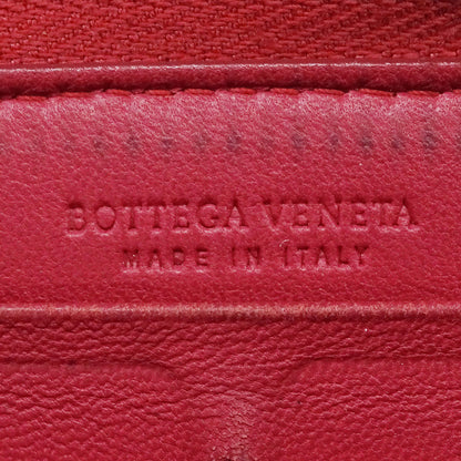 BOTTEGAVENETA ボッテガ・ヴェネタ 長財布 イントレチャート レッド レザー レディース 【中古】