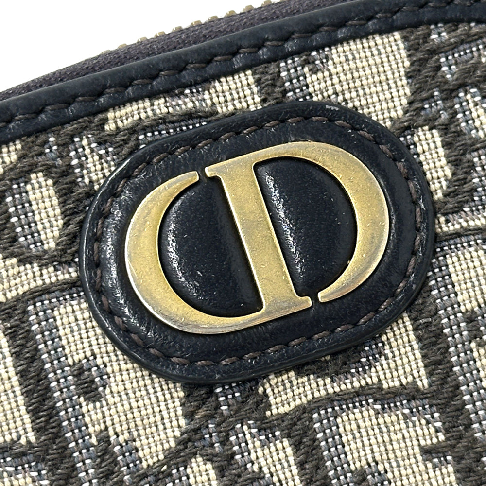 Dior ディオール フォンホルダー ショルダーバッグ モンテーニュ オブリーク ネイビー ベージュ ジャガード レディース 【中古】