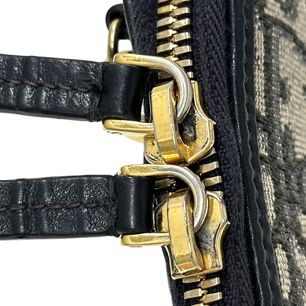 Dior ディオール フォンホルダー ショルダーバッグ モンテーニュ オブリーク ネイビー ベージュ ジャガード レディース 【中古】