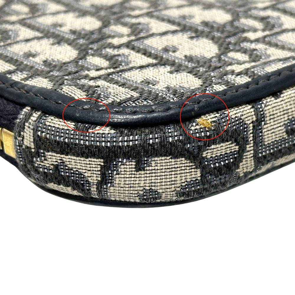 Dior ディオール フォンホルダー ショルダーバッグ モンテーニュ オブリーク ネイビー ベージュ ジャガード レディース 【中古】