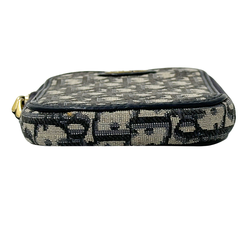 Dior ディオール フォンホルダー ショルダーバッグ モンテーニュ オブリーク ネイビー ベージュ ジャガード レディース 【中古】
