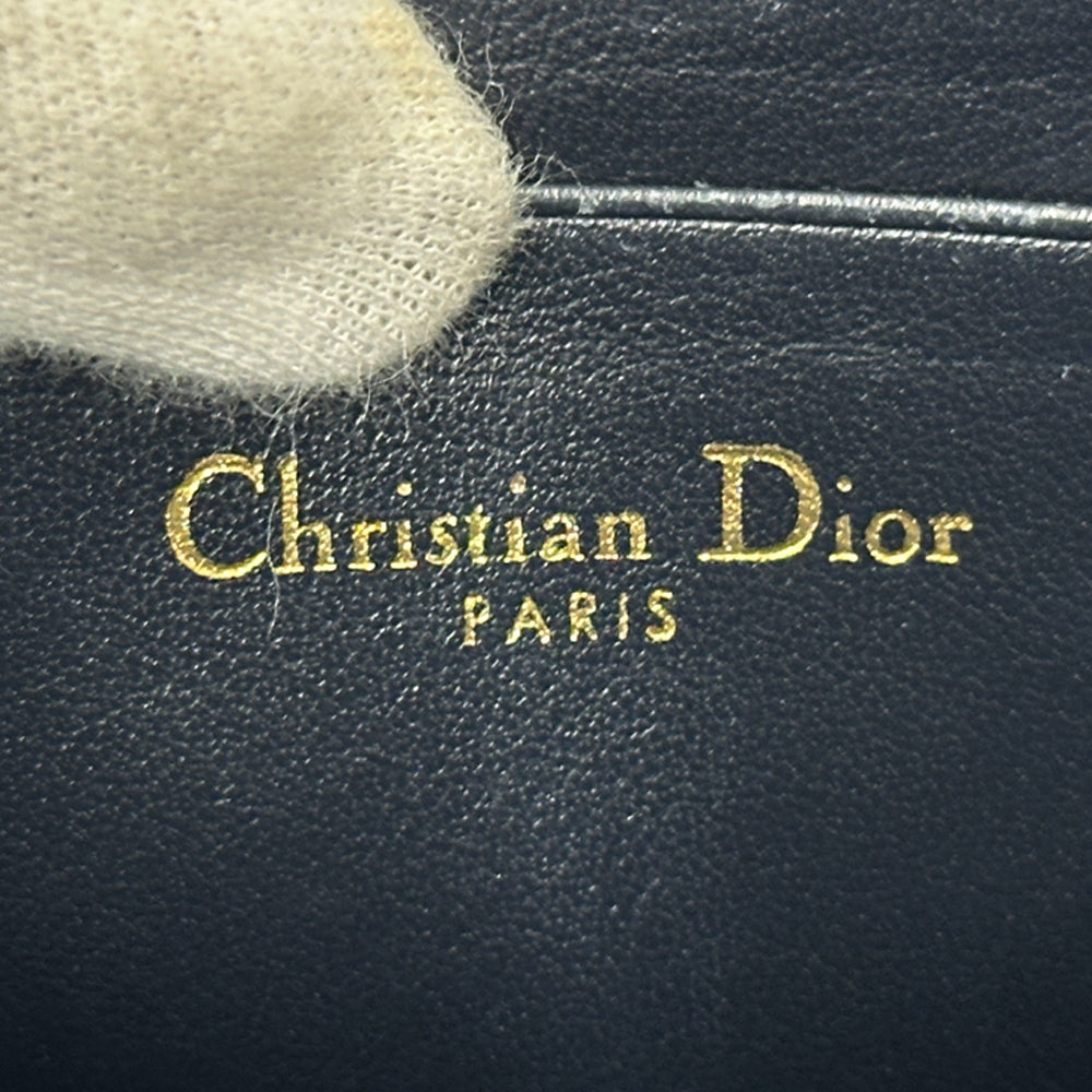 Dior ディオール フォンホルダー ショルダーバッグ モンテーニュ オブリーク ネイビー ベージュ ジャガード レディース 【中古】