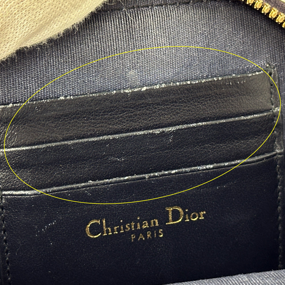 Dior ディオール フォンホルダー ショルダーバッグ モンテーニュ オブリーク ネイビー ベージュ ジャガード レディース 【中古】