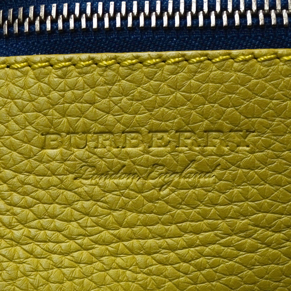 BURBERRY バーバリー ショルダーバッグ ネイビー イエロー レザー レディース メンズ 【中古】