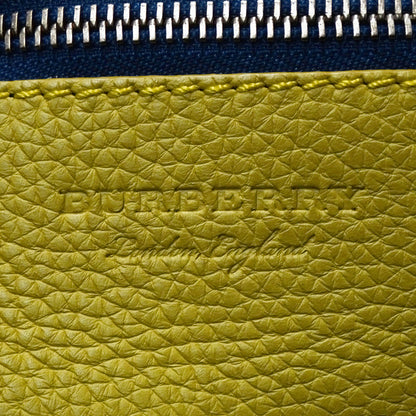 BURBERRY バーバリー ショルダーバッグ ネイビー イエロー レザー レディース メンズ 【中古】