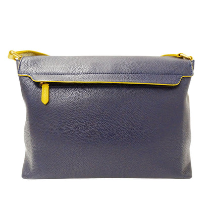 BURBERRY バーバリー ショルダーバッグ ネイビー イエロー レザー レディース メンズ 【中古】