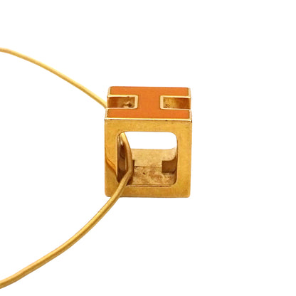 HERMES エルメス カージュドアッシュ Hキューブ ネックレス メタル オレンジ ゴールド レディース 【中古】