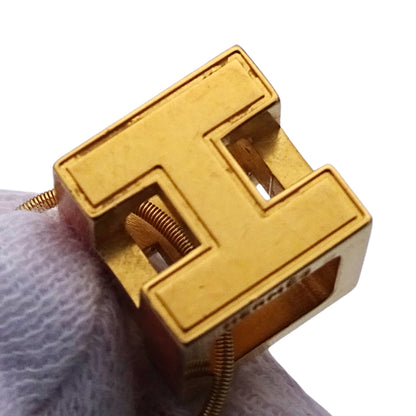 HERMES エルメス カージュドアッシュ Hキューブ ネックレス メタル オレンジ ゴールド レディース 【中古】