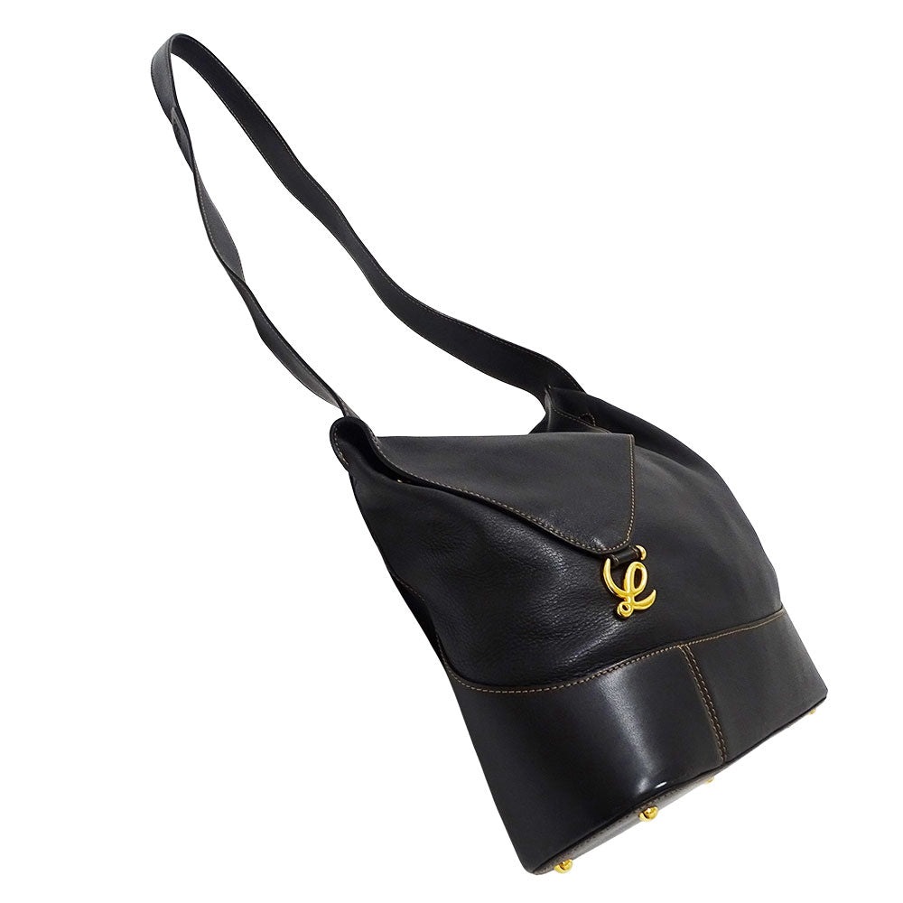 LOEWE ロエベ ショルダーバッグ アントン ブラック レザー レディース 【中古】