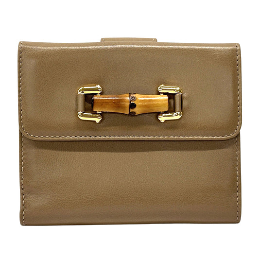GUCCI グッチ 二つ折り財布 バンブー ブラウン 035・2149 レザー レディース 【中古】